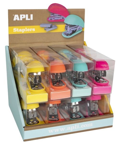 Exp 16 grapadoras fluor collection soft texture + cajas grapas 22/6, 24/6