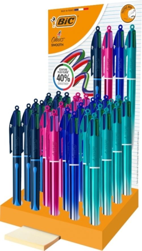 EXP 36 BOLIGRAFOS BIC 4 COULEURS SMOOTH GRADIENT POINTE 1MM