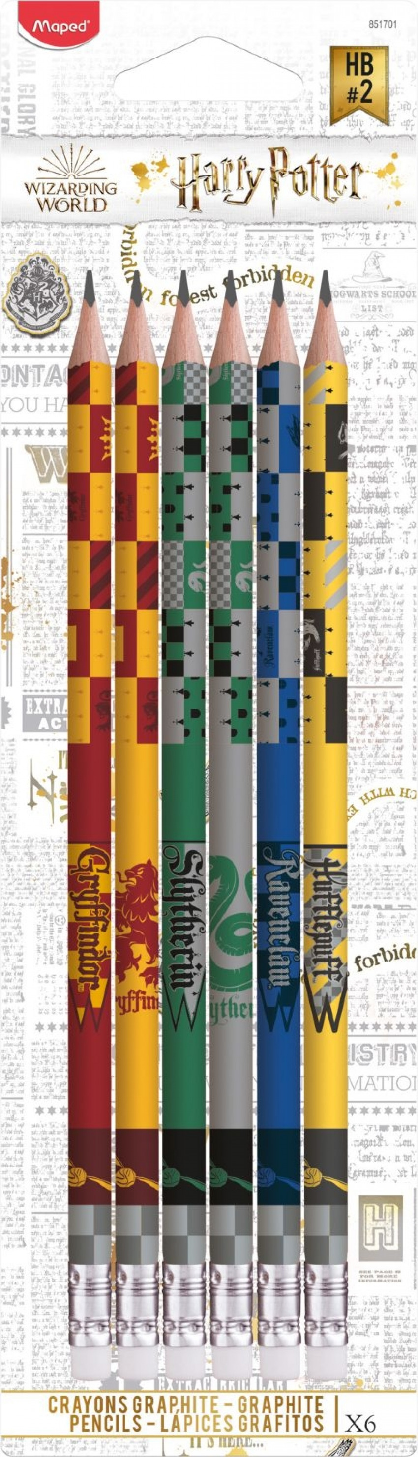 BLISTER 6 LAPIS DE GRAFITO HB CON GOMA HARRY POTTER