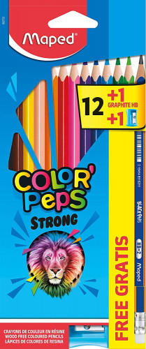 ESTUCHE 12 LAPICES DE COLORES COLOR'PEPS + LAPIZ + AFILA