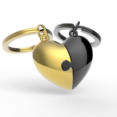 LLAVERO METALMORPHOSE LIFESTYLE PUZLE CORAZON ORO/NEGRE