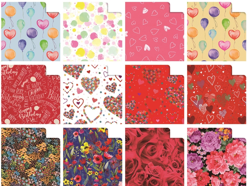 Exp 50 rollitos papel regalo Fantasia 70x200cm surtido