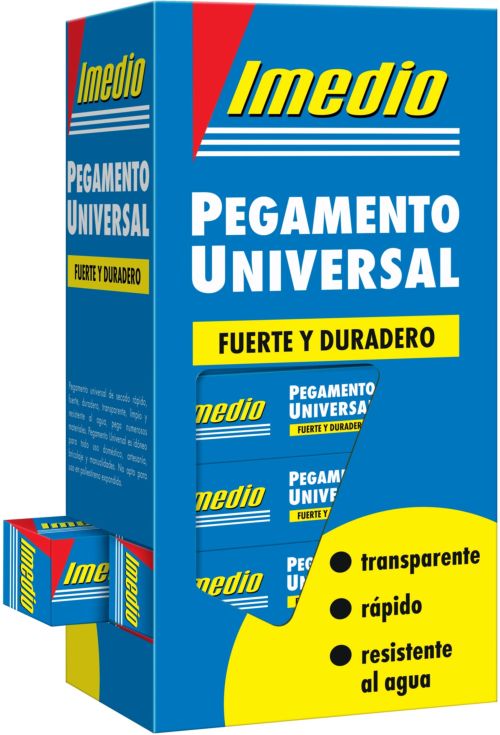 C/24 pegamento universal imedio transparente banda azul 35ml - Librería  Atlántica