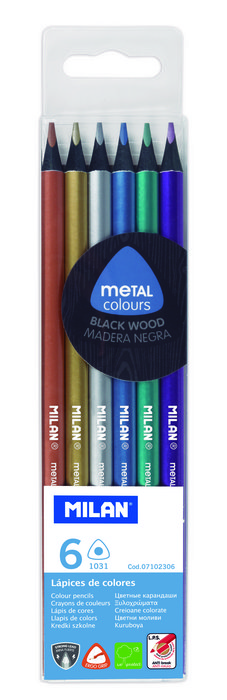 C/6 lápices colores metalizados Milan Metal Colours - Librería Canseco