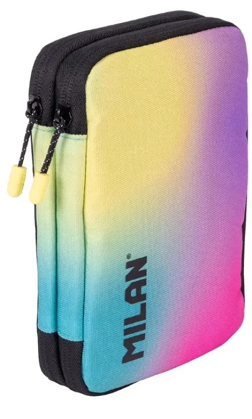 2-TIER PENCIL CASE WITH CONTENTS, SUNSET COLLECTION, BLACK
