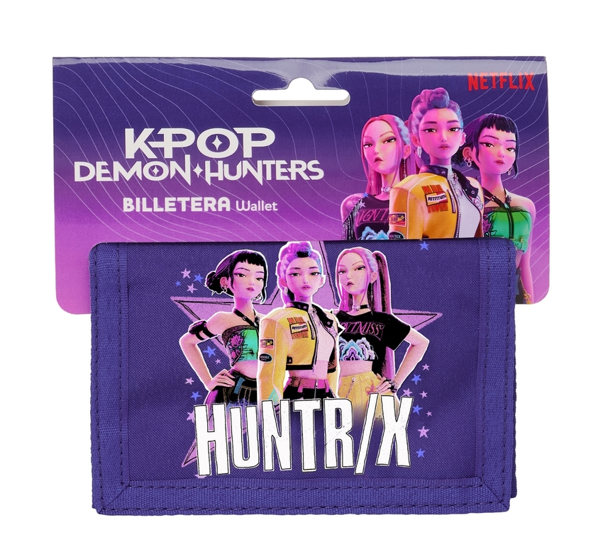 BILLETERA CON CABECERA K-POP Demon Hunters FIGHTERS 12,5x9,5x1cm