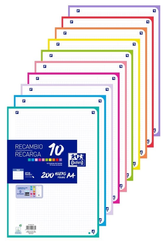 PI�CE DE RECHANGE 10 XL MULTICOLORE A4 200H 90G. 4 TALADROS CUAD.5X5