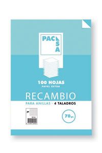 RECAMBIO A5 100H 4 TALADROS 70G 1HORIZONTAL C/M PACSA