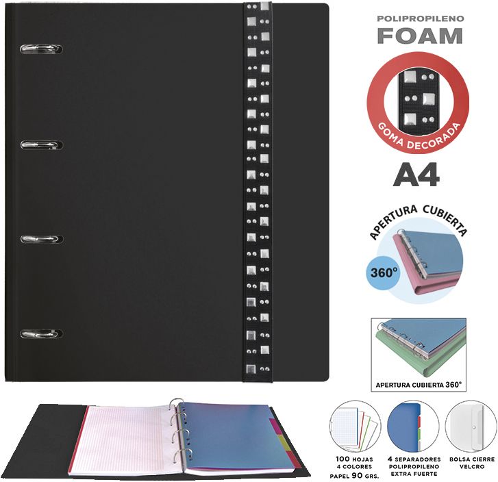 C/4 CARPEBLOC RINGBOOK FOAM A4 ARGOLAS 35MM NEGRO G/DECORAD
