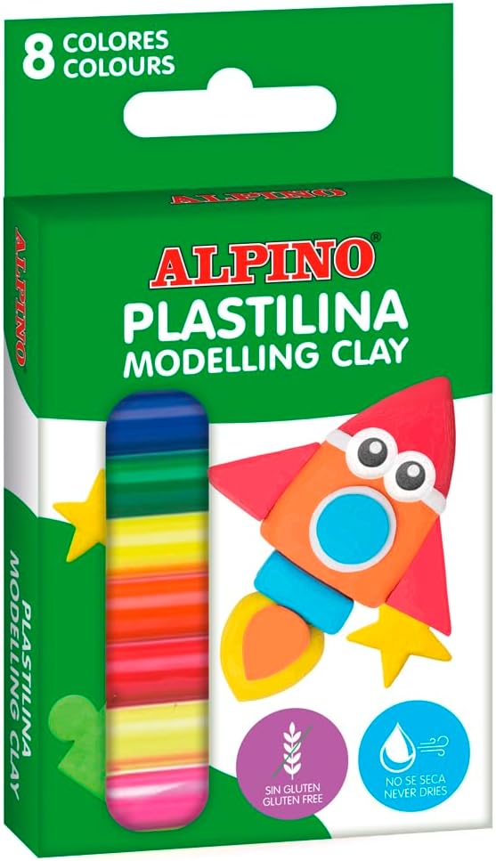 BLISTER 6+2 PASTILLAS PLASTILINA 12.5G COULEURS NEON ALPINO