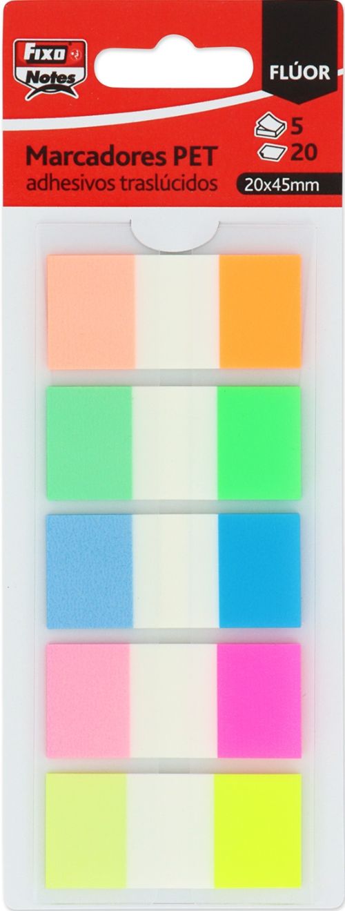 BLISTER 5 MARQUEURS AUTOADHESIVOS TRANSLUCIDE 20X45