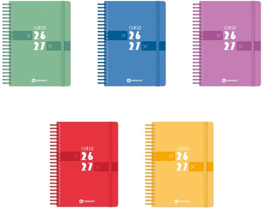 PACK OF 5 EXTRA-HARD SCHOOL DIARIES 26/27 A5 2 DP ASSORTED