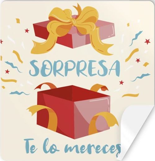 ROLO 250 ETIQUETAS CUADRADAS SORPRESA  TE LO MERECES