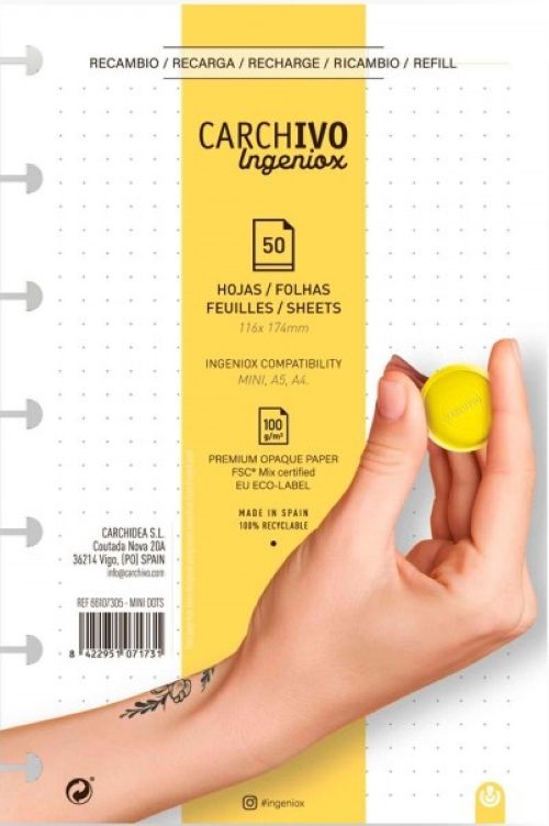 INGENIOX A6 NOTEBOOK REPLACEMENT 50 REMOVABLE DOTS SHEETS