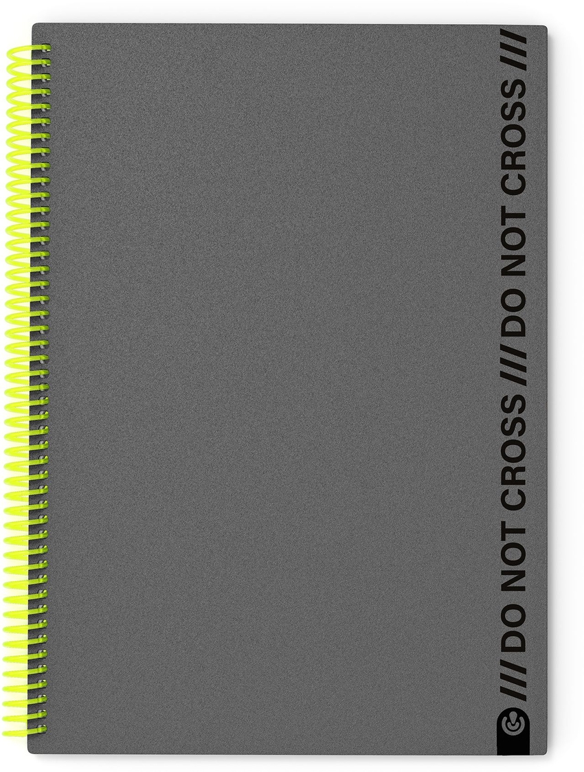 A4 SPIRAL NOTEBOOK, NOT CROSS-BOUND, 100 SHEETS, CHARCOAL GRID