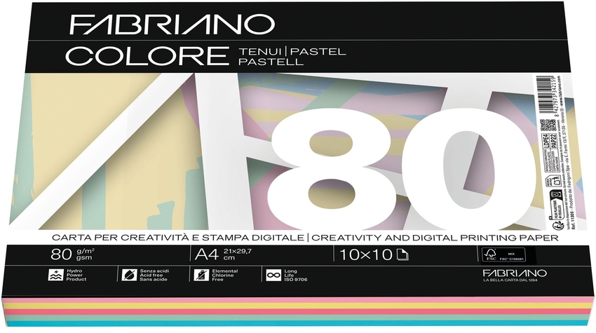 A4 PAPER PACK 100 SHEETS 80G ASSORTED PASTEL COLORS