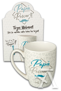 TAZA INDIVIDUAL CERAMICA DECORADA PAPA POWER