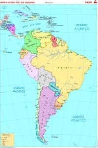 Mapa mural América Central-Sur (físico/político) 1285x915mm - Llibreria  Sarri
