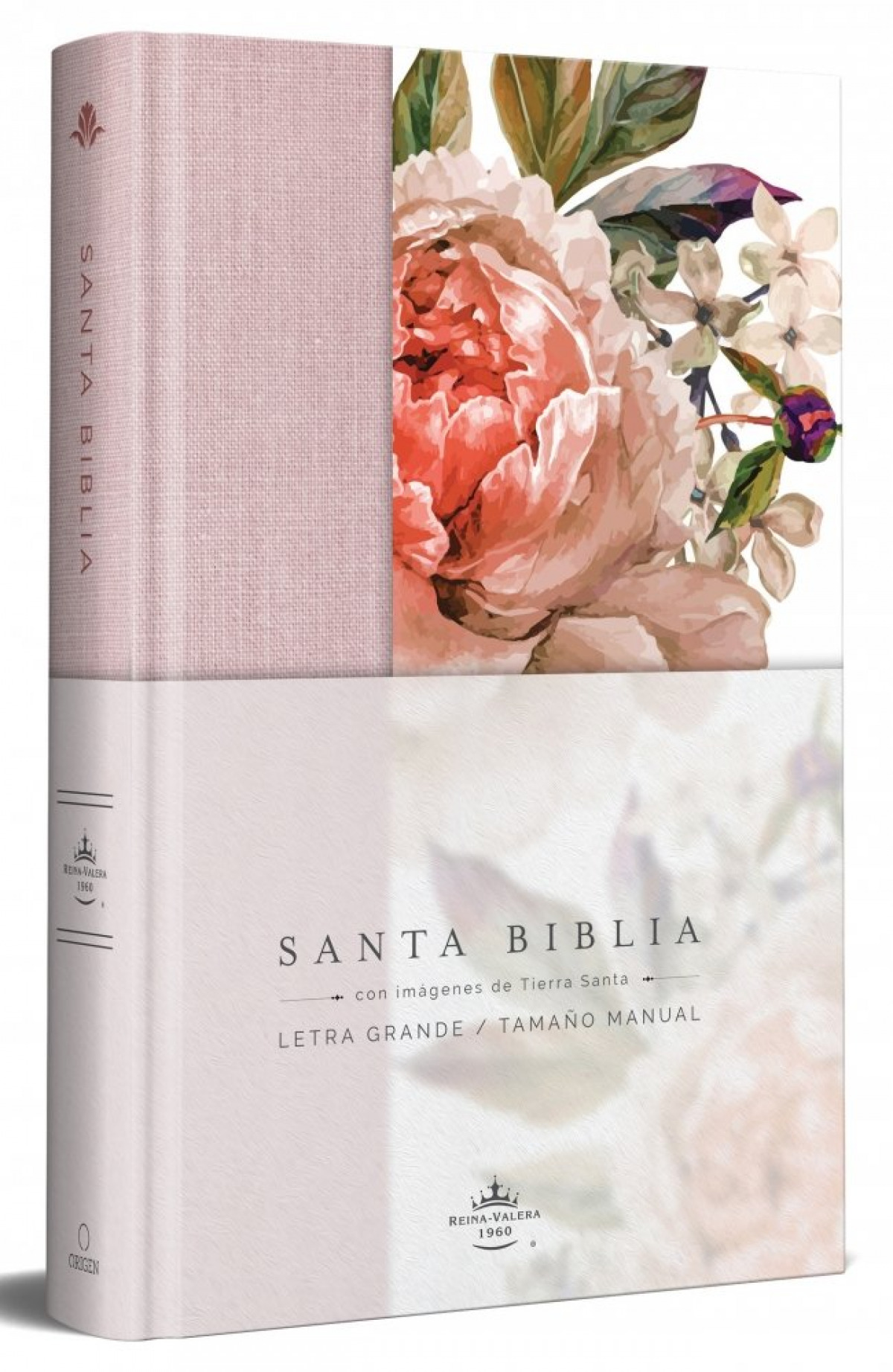 Biblia Reina Valera 1960 letra grande. Tapa Dura, Tela rosada con flores, tama�o manual