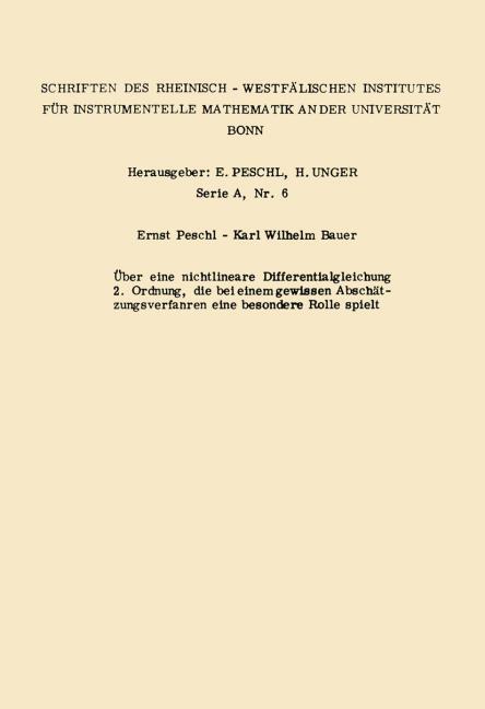 �ber eine nichtlineare Differentialgleichung 2. Ordnung die bei einem gewissen Absch�tzungsverfahren eine besondere Rolle spielt