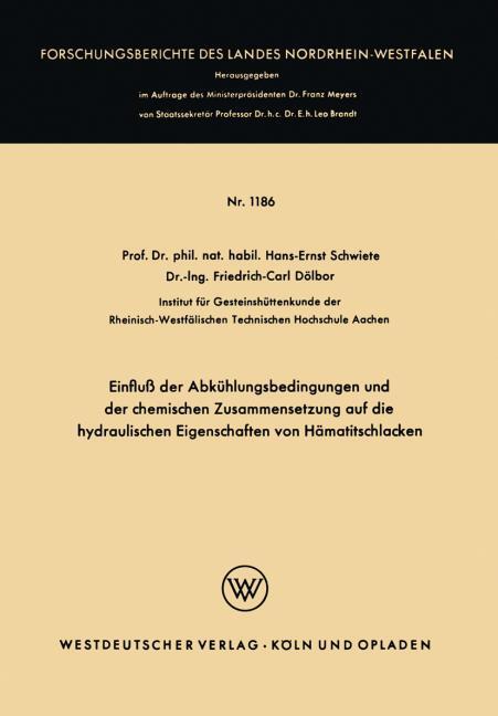 Einflu� der Abk�hlungsbedingungen und der chemischen Zusammensetzung auf die hydraulischen Eigenschaften von H�matitschlacken