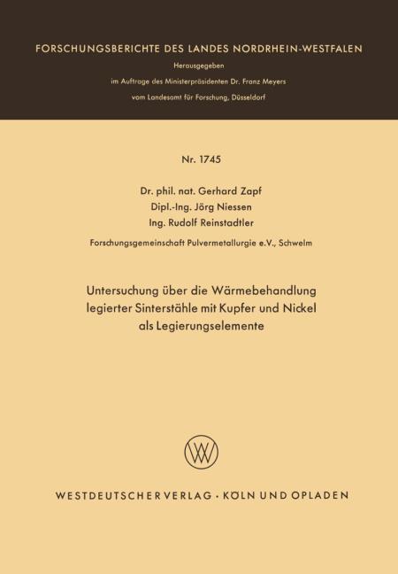 Untersuchung �ber die W�rmebehandlung legierter Sinterst�hle mit Kupfer und Nickel als Legierungselemente
