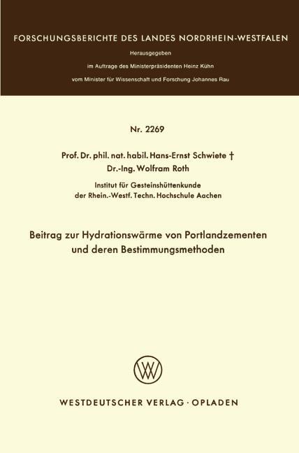 Beitrag zur Hydrationsw�rme von Portlandzementen und deren Bestimmungsmethoden
