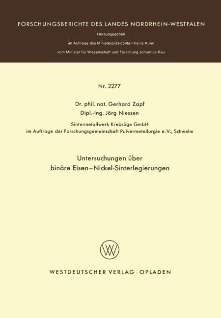 Untersuchungen �ber bin�re Eisen-Nickel-Sinterlegierungen