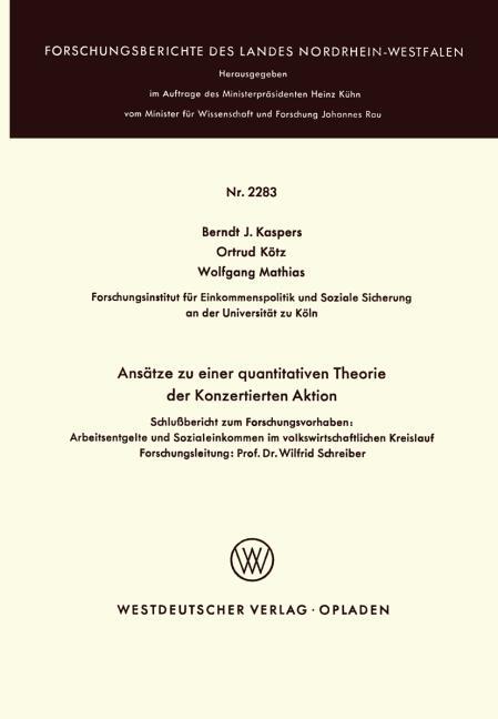 Ans�tze zu einer quantitativen Theorie der Konzertierten Aktion