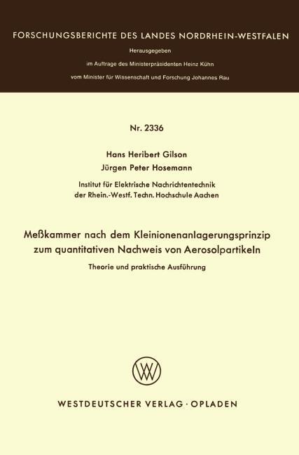 Me�kammer nach dem Kleinionenanlagerungsprinzip zum quantitativen Nachweis von Aerosolpartikeln Theorie und praktische Ausf�hrung