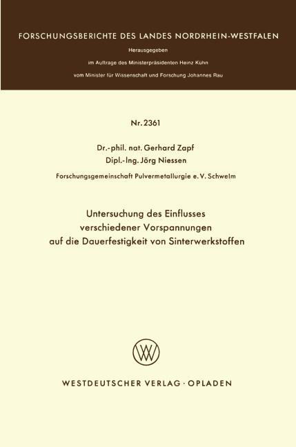 Untersuchung des Einflusses verschiedener Vorspannungen auf die Dauerfestigkeit von Sinterwerkstoffen