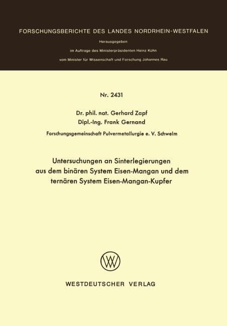 Untersuchungen an Sinterlegierungen aus dem bin�ren System Eisen-Mangan und dem tern�ren System Eisen-Mangan-Kupfer
