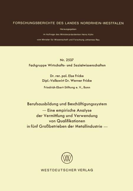 Berufsausbildung und Besch�ftigungssystem
