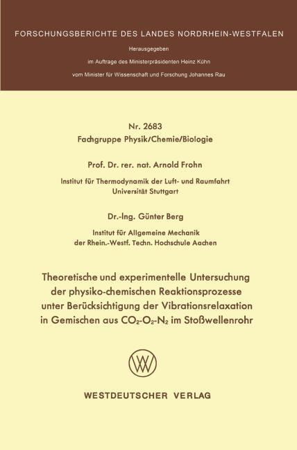 Theoretische und experimentelle Untersuchung der physiko-chemischen Reaktionsprozesse unter Ber�cksichtigung der Vibrationsrelaxation in Gemischen aus