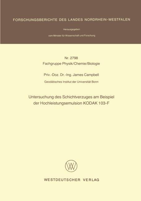 Untersuchung des Schichtverzuges am Beispiel der Hochleistungsemulsion KODAK 103-F