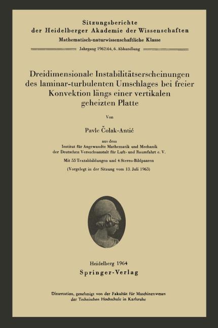 DREIDIMENSIONALE INSTABILIT�TSERSCHEINUNGEN DES LAMINAR-TURBULENTEN UMSCHLAGES B