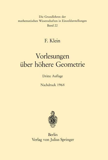 Vorlesungen �ber H�here Geometrie