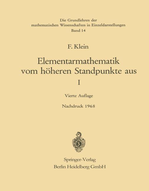 ELEMENTARMATHEMATIK VOM H�HEREN STANDPUNKTE AUS
