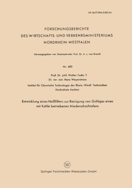 Entwicklung Eines Hei�filters zur Reinigung von Gichtgas eines mit Kohle betriebenen Niederschachtofens