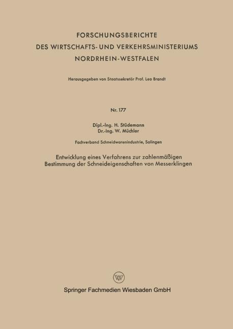 Entwicklung eines Verfahrens zur zahlenm��igen Bestimmung der Schneideigenschaften von Messerklingen