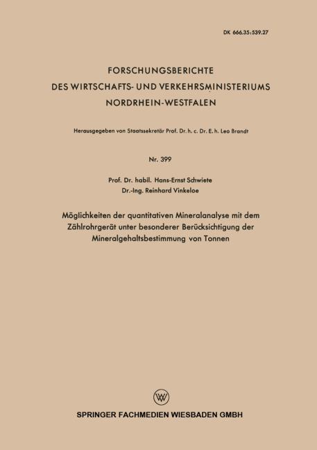 M�glichkeiten der quantitativen Mineralanalyse mit dem Z�hlrohrger�t unter besonderer Ber�cksichtigung der Mineralgehaltsbestimmung von Tonnen