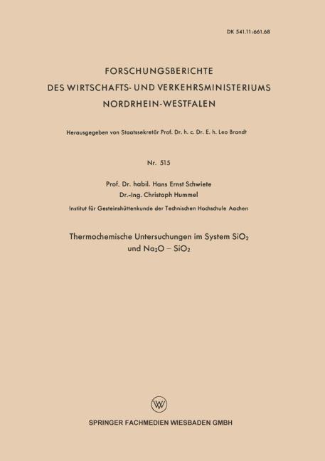 Thermochemische Untersuchungen im System SiO2 und Na2O ? SiO2