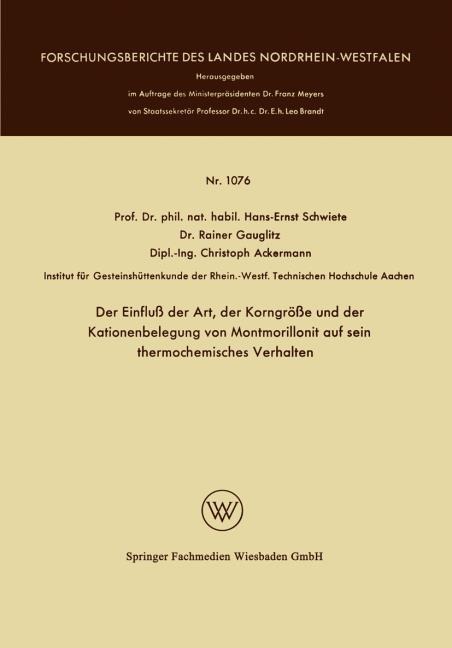 Der Einflu� der Art, der Korngr��e und der Kationenbelegung von Montmorillonit auf sein thermochemisches Verhalten