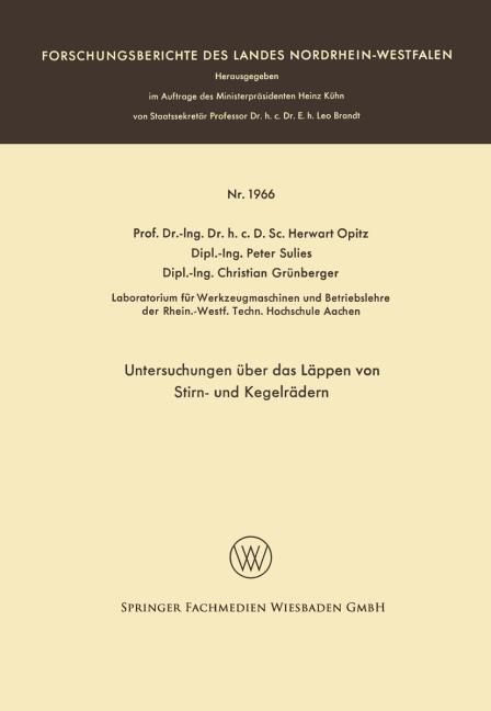 Untersuchungen �ber das L�ppen von Stirn- und Kegelr�dern