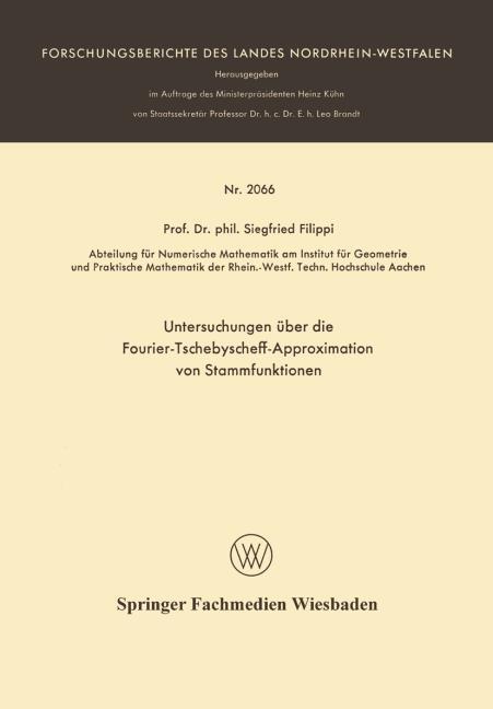 Untersuchungen �ber die Fourier-Tschebyscheff-Approximation von Stammfunktionen
