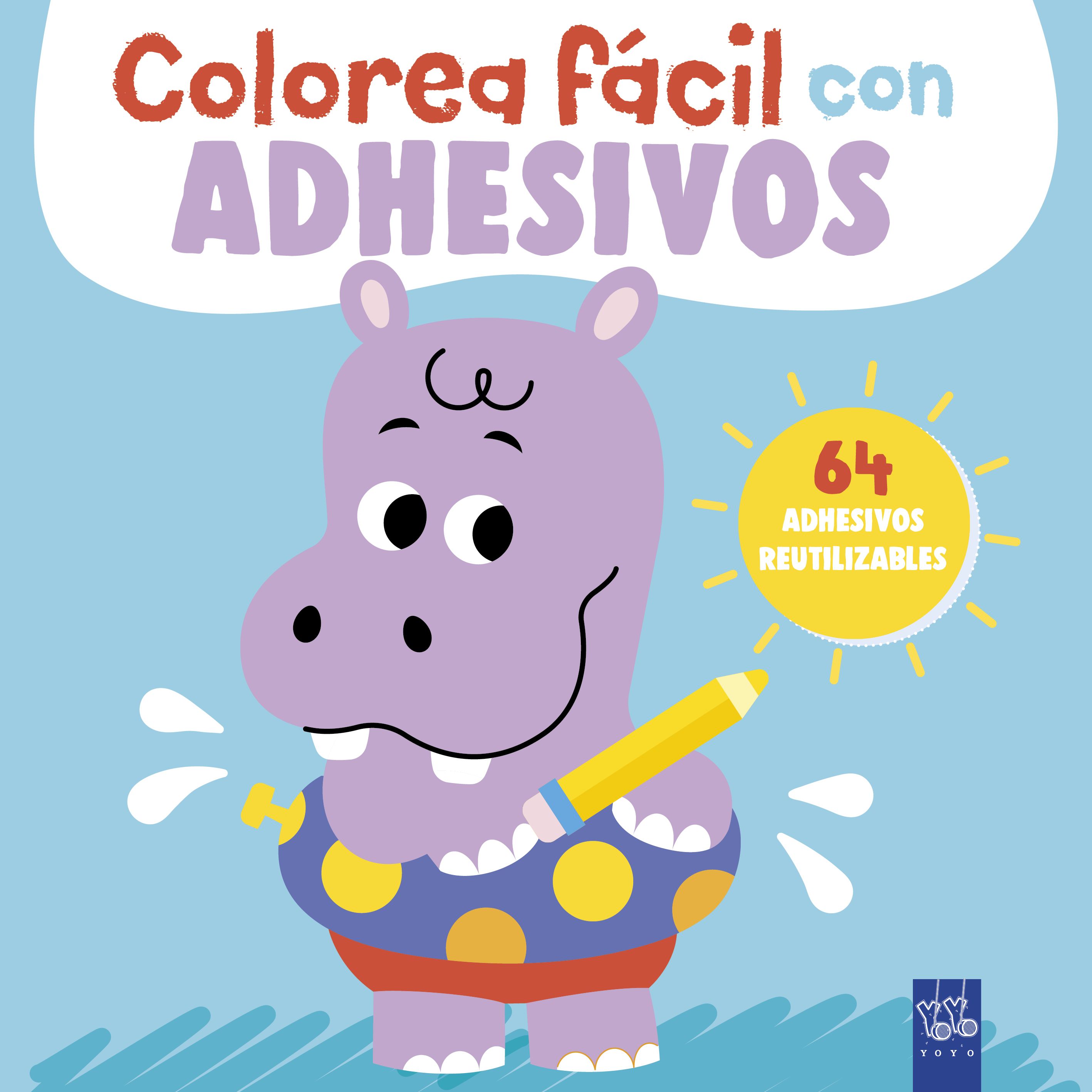 Colorea f�cil con adhesivos. Hipop�tamo