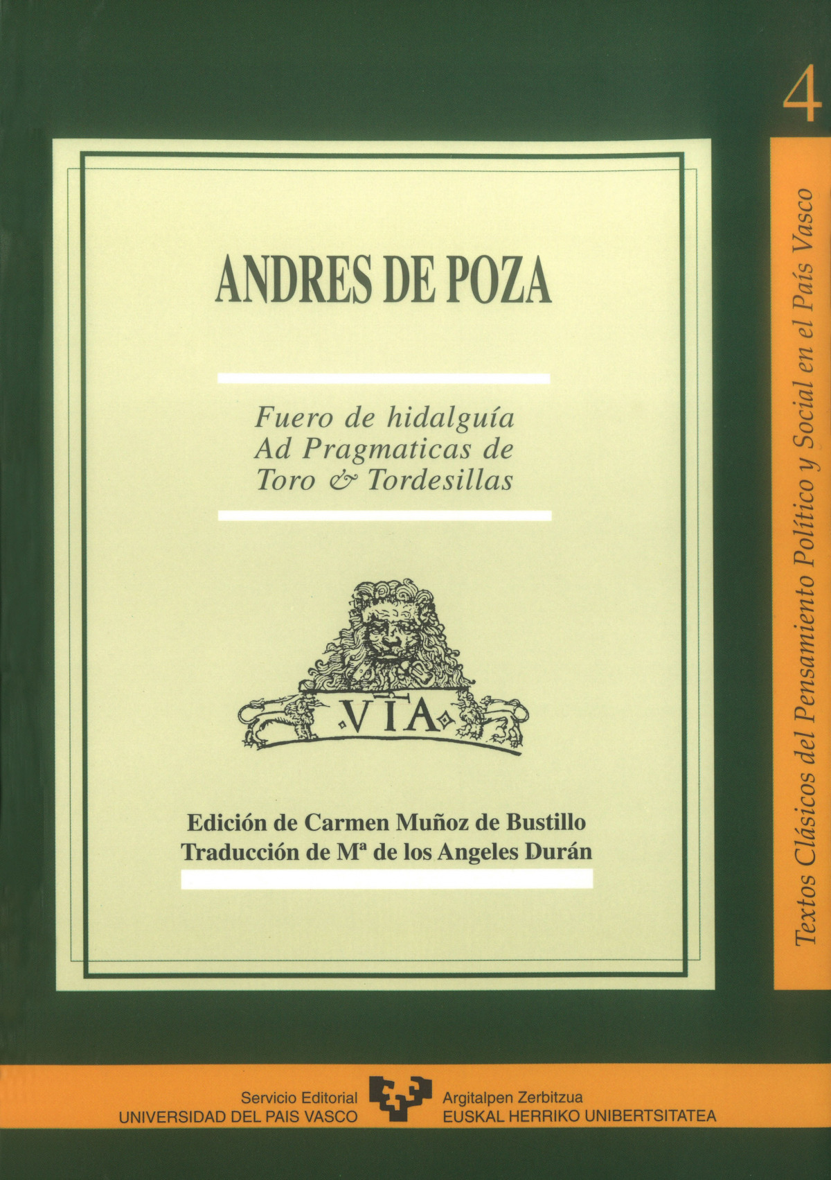 Andr�s de Poza. Fuero de hidalgu�a Ad pragm�ticas de Toro &