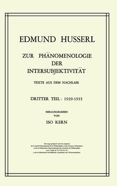 Zur Ph�nomenologie der Intersubjektivit�t