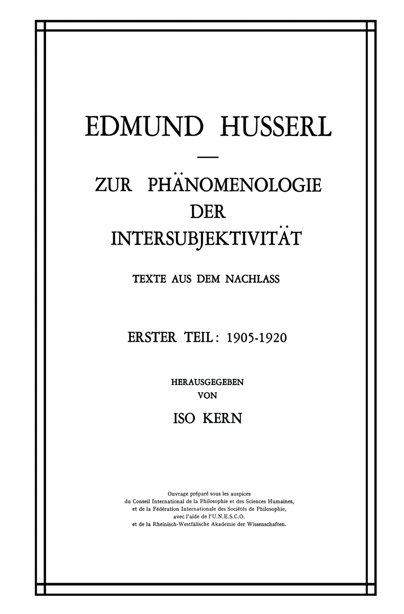 Zur Ph�nomenologie der Intersubjektivit�t