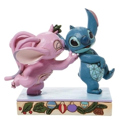 Figura Decorativa Stitch Y Angel Con Muérdago